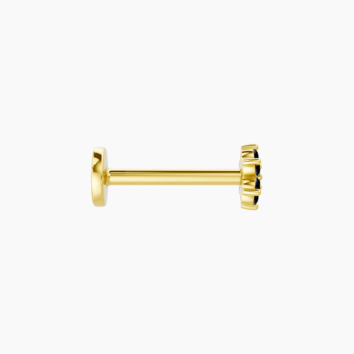 Chloris | 18k Yellow Gold 8 mm 4 mm Flower Black Diamond Piercing