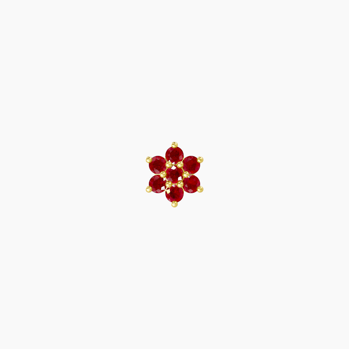 Chloris | 18k Yellow Gold 8 mm 4 mm Flower Ruby Piercing