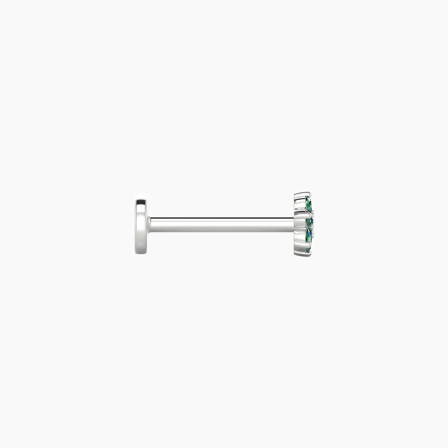 Chloris | 18k White Gold 8 mm 4 mm Flower Emerald Piercing