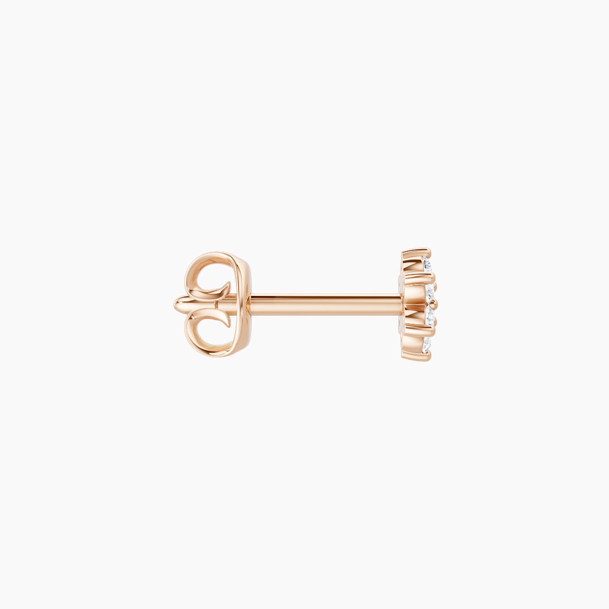Chloris | 18k Rose Gold 4 mm Flower Diamond Earring
