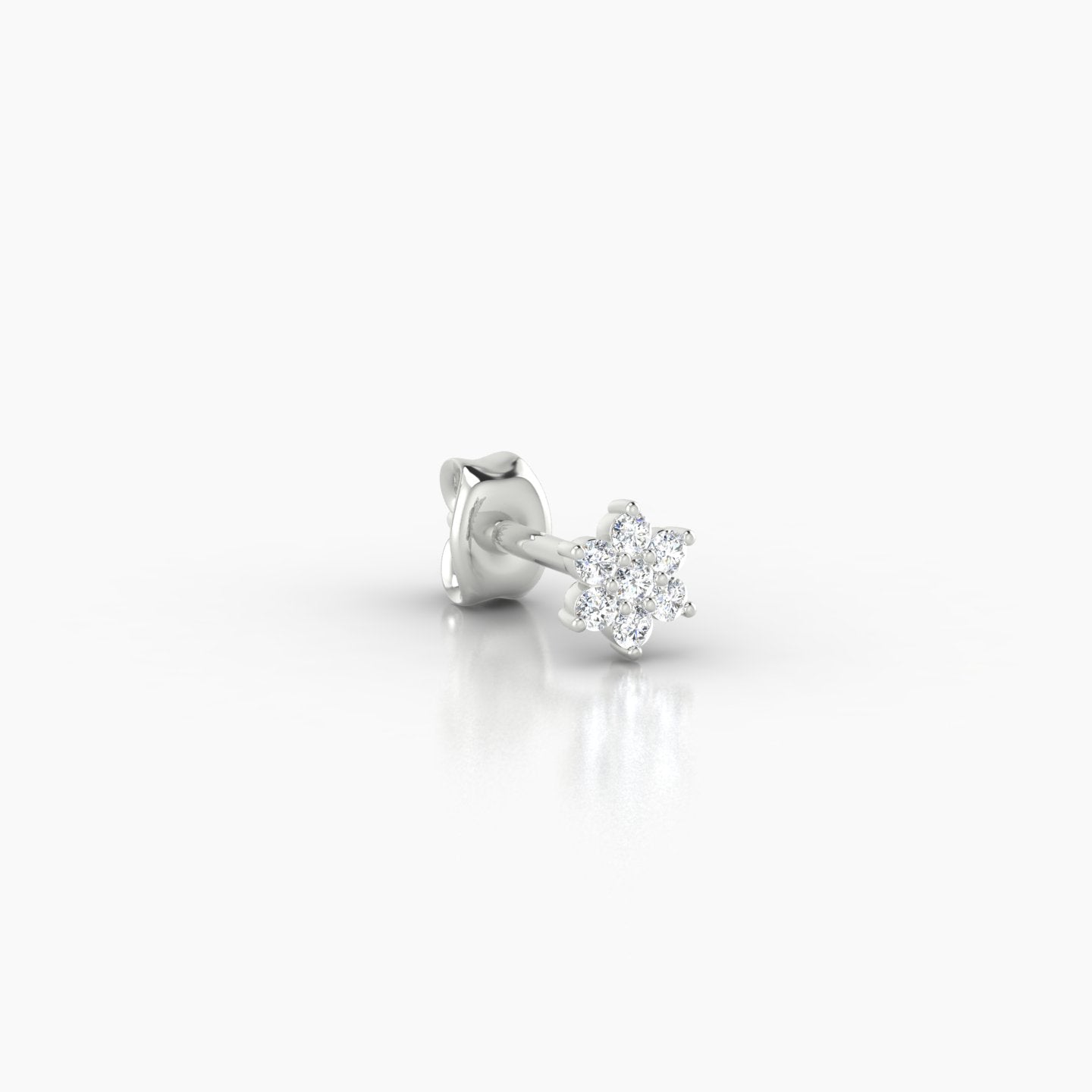 Chloris | 18k White Gold 4 mm Flower Diamond Earring