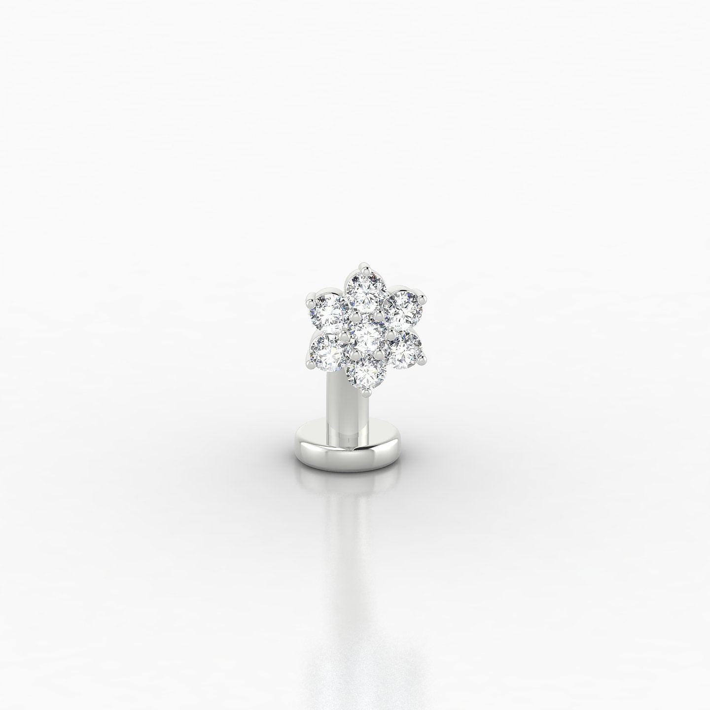 Chloris | 18k White Gold 10 mm 5.5 mm Flower Diamond Floating Navel Piercing
