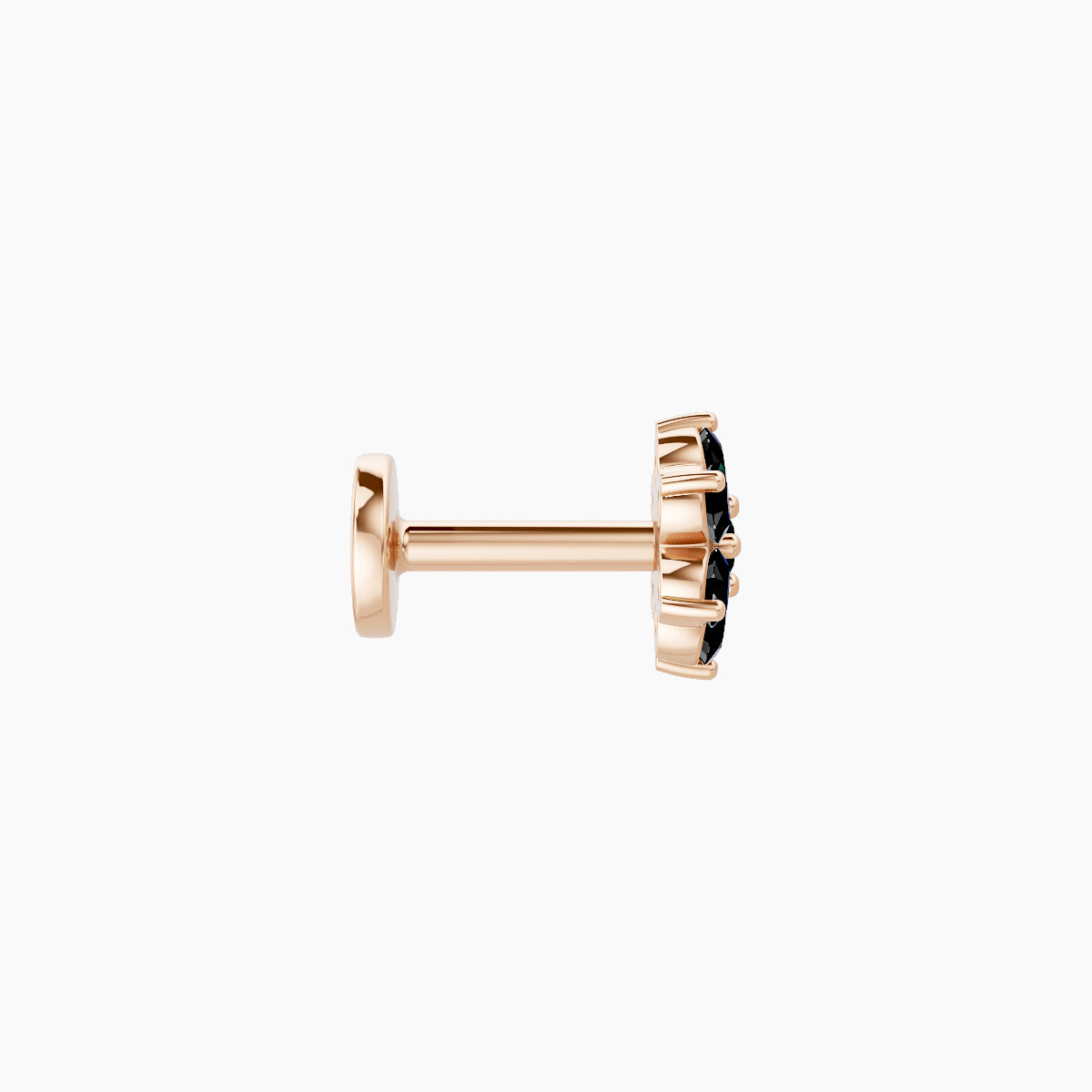 Chloris | 18k Rose Gold 5 mm 5.5 mm Flower Black Diamond Nose Piercing
