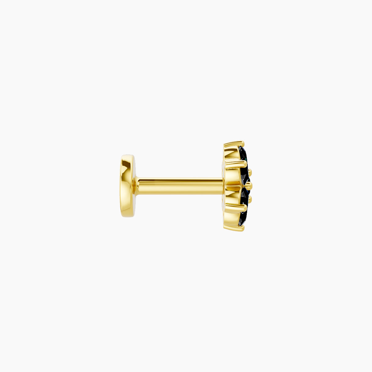 Chloris | 18k Yellow Gold 5 mm 5.5 mm Flower Black Diamond Nose Piercing