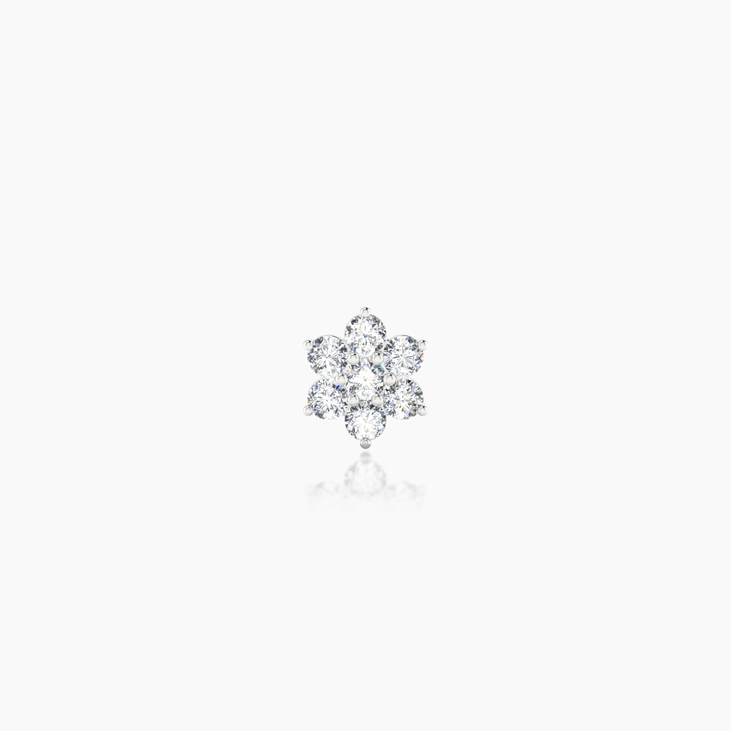 Chloris | 18k White Gold 5.5 mm 5 mm Flower Diamond Nostril Piercing