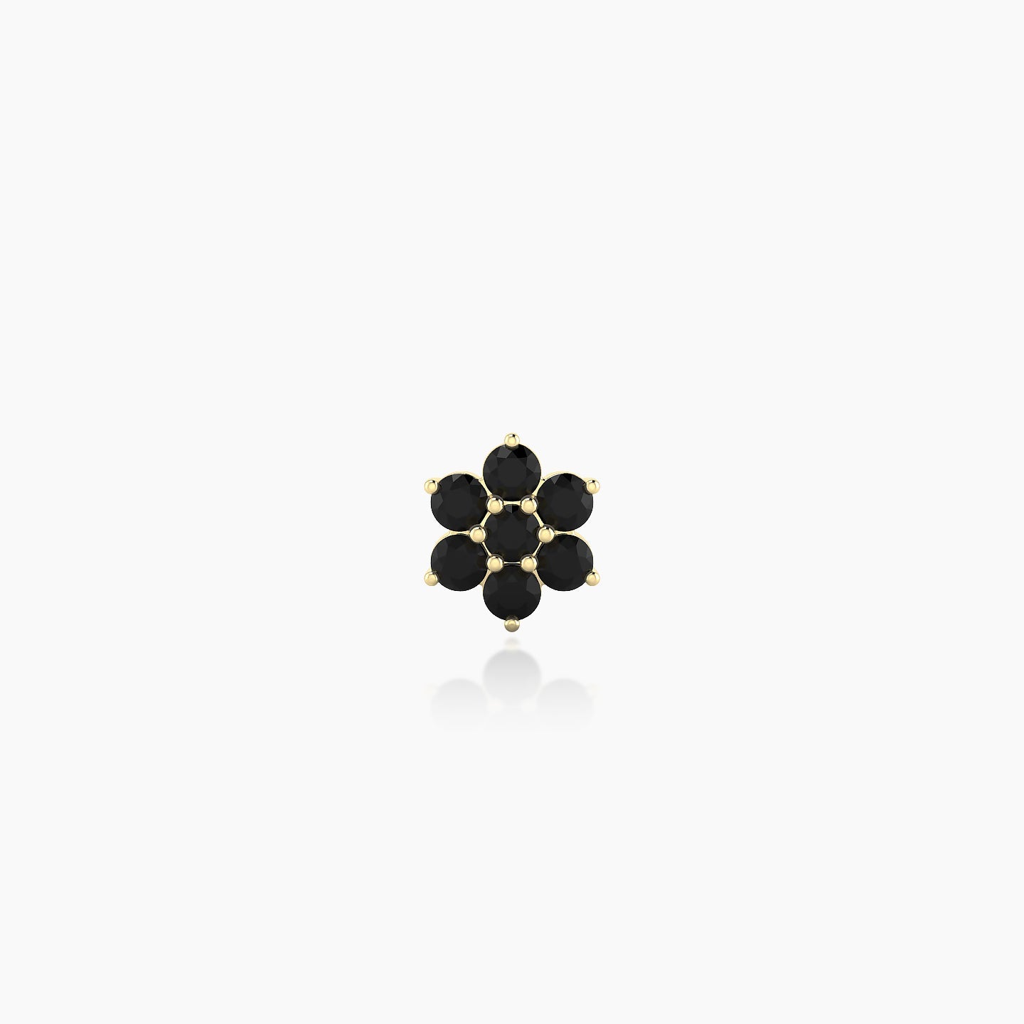 Chloris | 18k Yellow Gold 5 mm 5.5 mm Flower Black Diamond Nostril Piercing