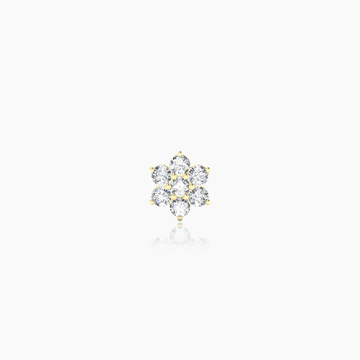 Chloris | 18k Yellow Gold 5.5 mm 5 mm Flower Diamond Nostril Piercing