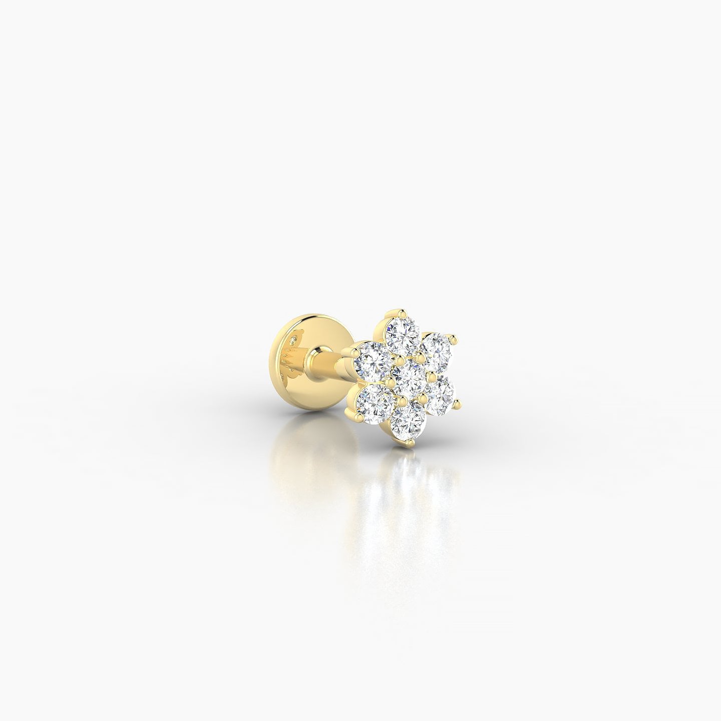 Chloris | 18k Yellow Gold 5.5 mm 5 mm Flower Diamond Nostril Piercing