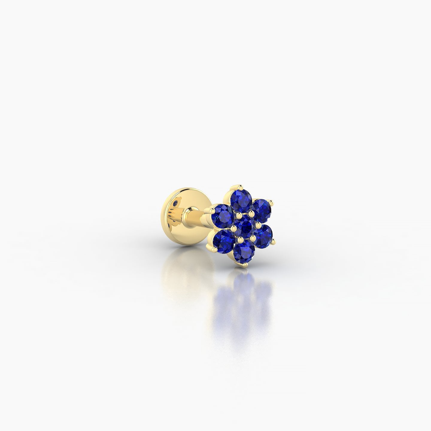 Chloris | 18k Yellow Gold 5 mm 5.5 mm Flower Sapphire Nostril Piercing