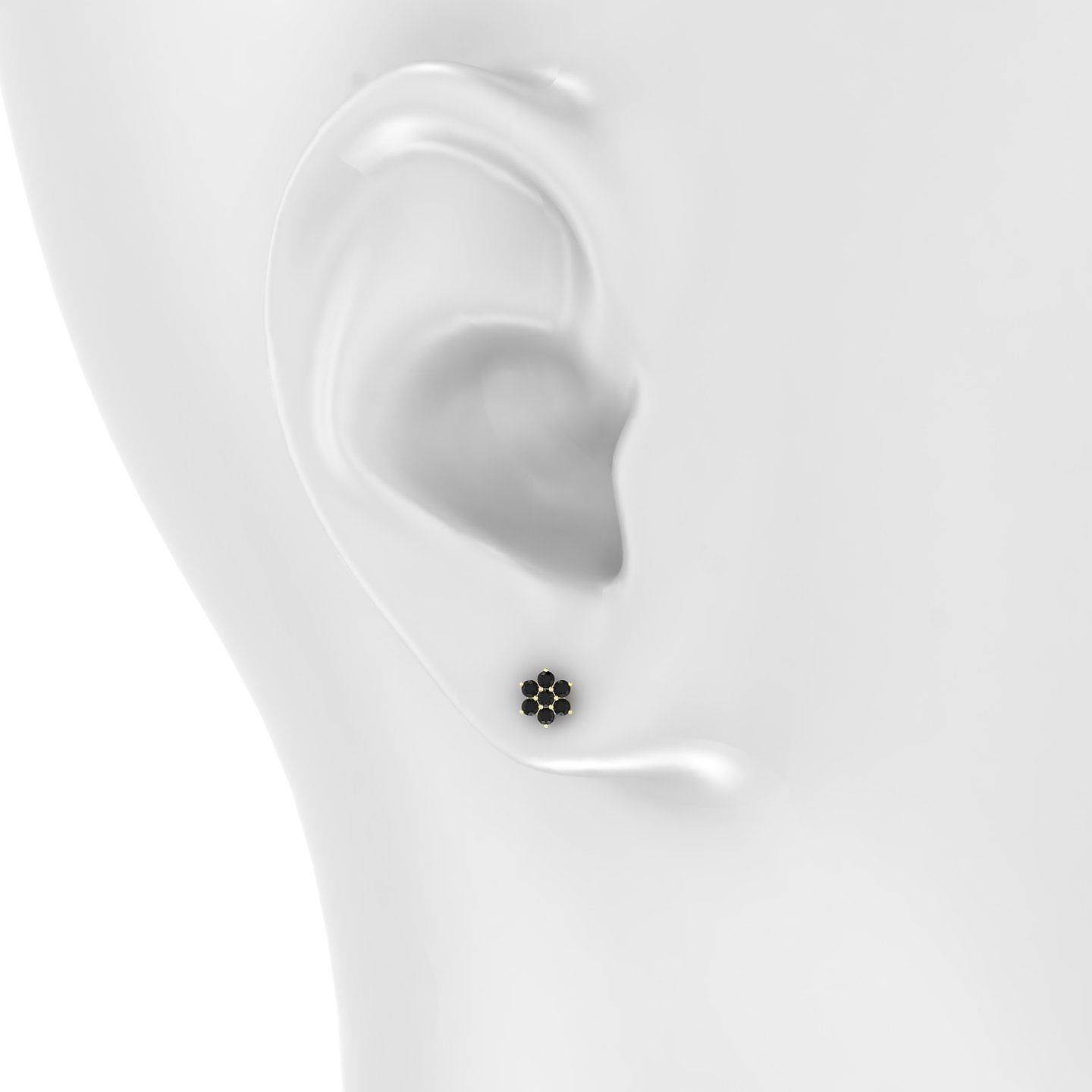 Chloris | 18k Yellow Gold 5 mm 5.5 mm Flower Black Diamond Piercing