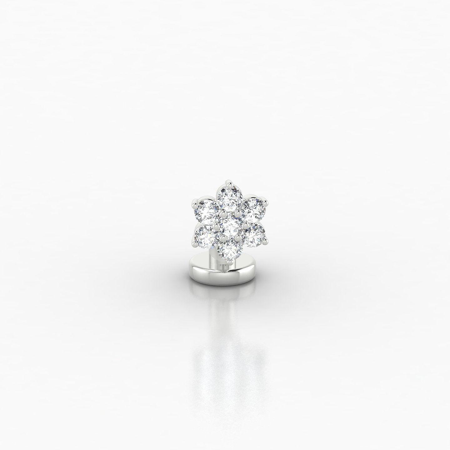 Chloris | 18k White Gold 6 mm 5.5 mm Flower Diamond Floating Navel Piercing
