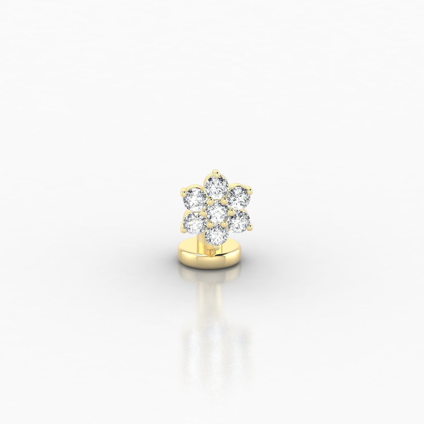 Chloris | 18k Yellow Gold 6 mm 5.5 mm Flower Diamond Floating Navel Piercing