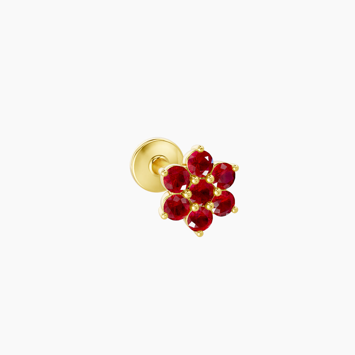 Chloris | 18k Yellow Gold 6.5 mm 5.5 mm Flower Ruby Nose Piercing