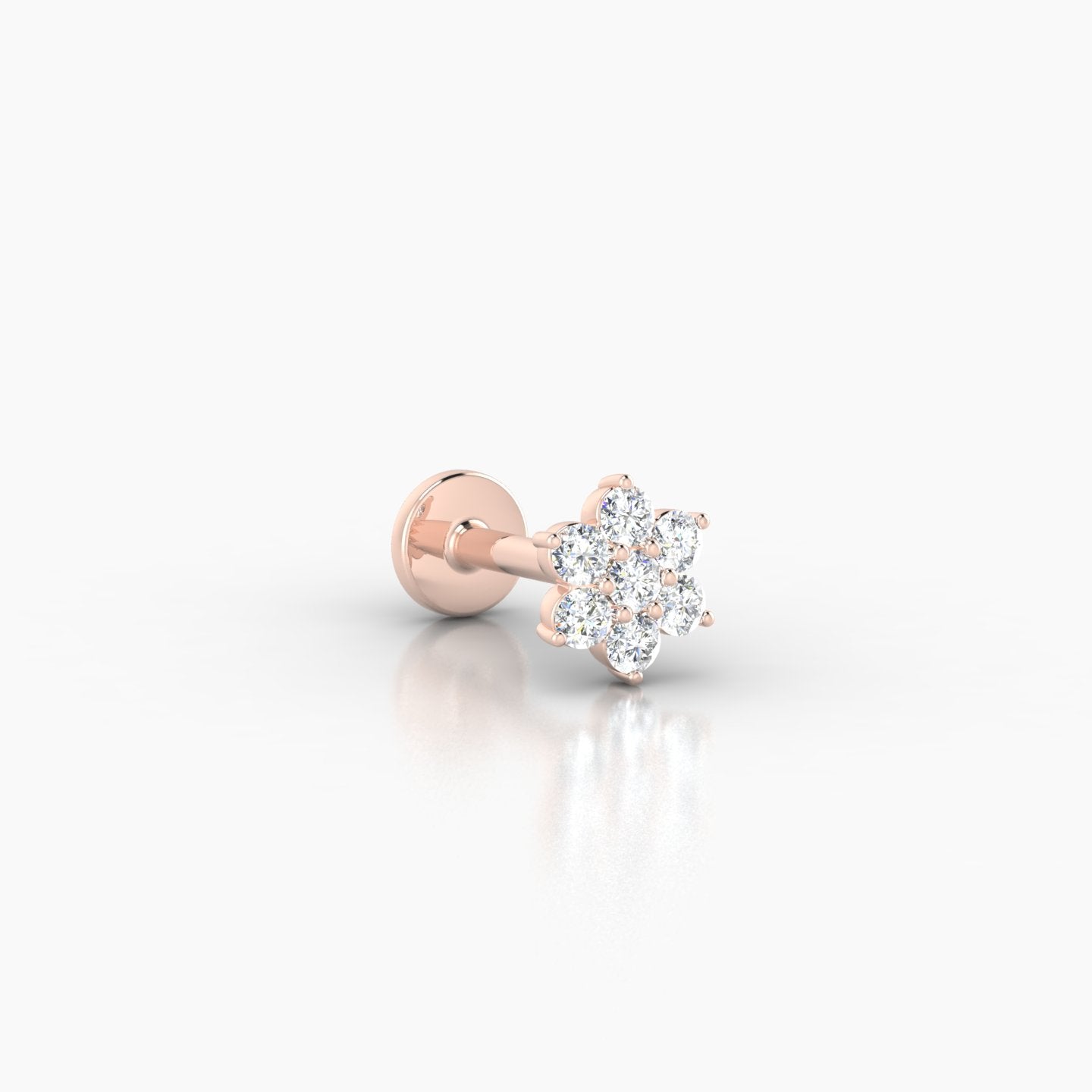 Chloris | 18k Rose Gold 5.5 mm 6.5 mm Flower Diamond Nostril Piercing