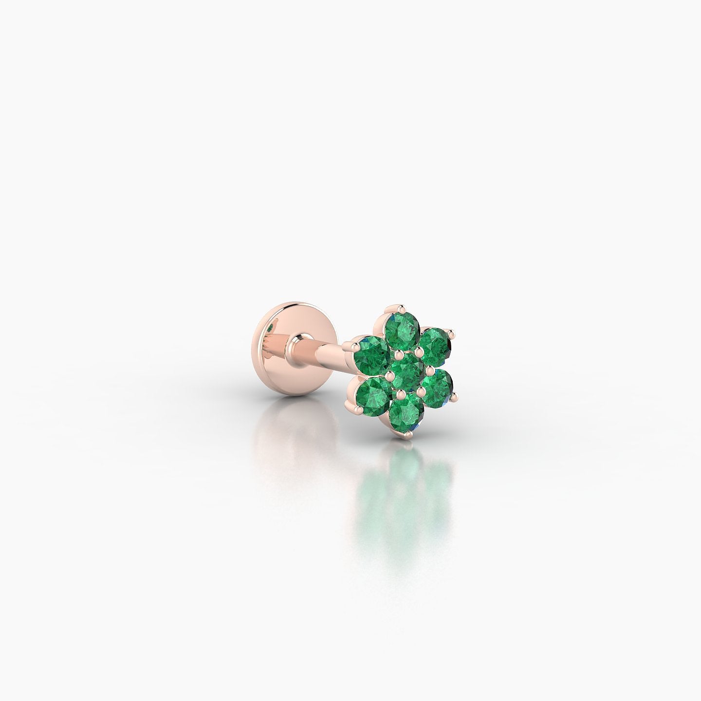 Chloris | 18k Rose Gold 6.5 mm 5.5 mm Flower Emerald Nostril Piercing