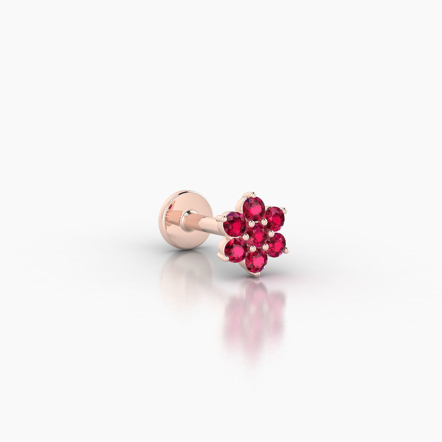 Chloris | 18k Rose Gold 6.5 mm 5.5 mm Flower Ruby Nostril Piercing