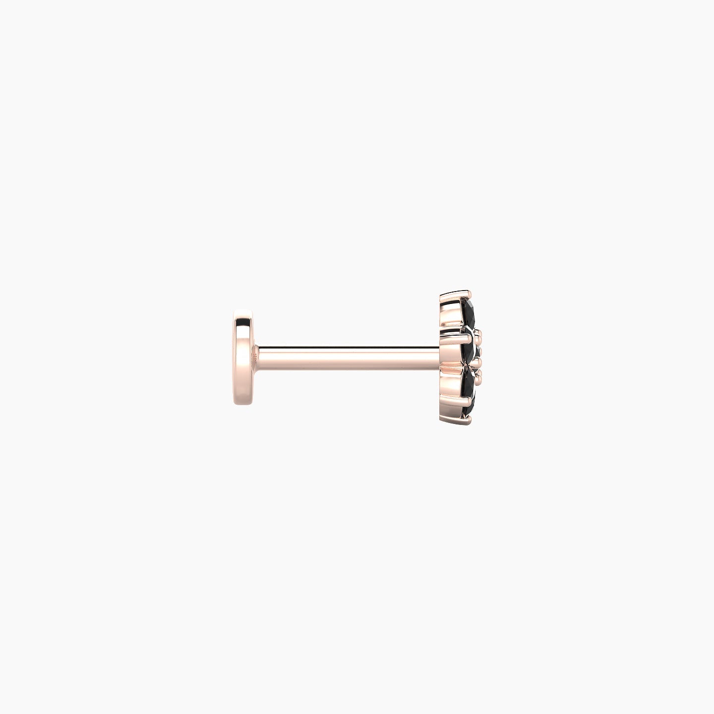 Chloris | 18k Rose Gold 6.5 mm 5.5 mm Flower Black Diamond Nostril Piercing