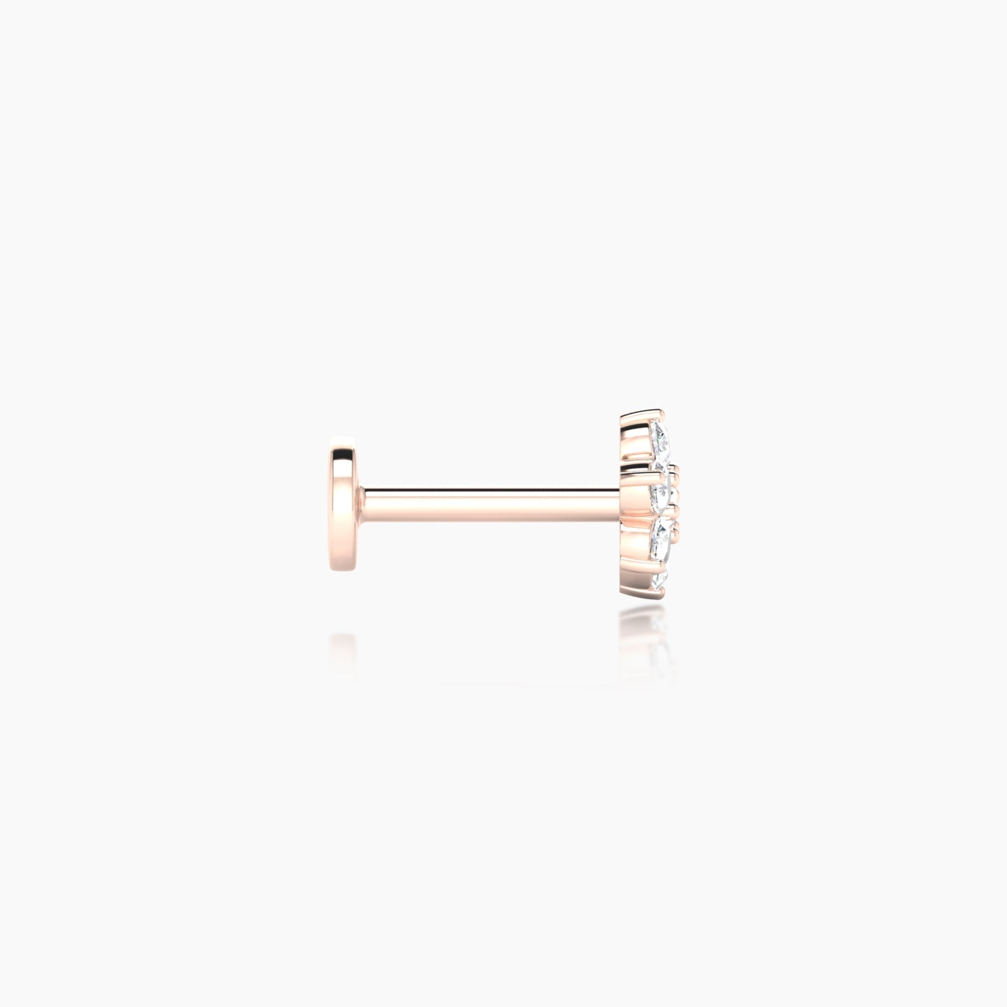 Chloris | 18k Rose Gold 5.5 mm 6.5 mm Flower Diamond Nostril Piercing