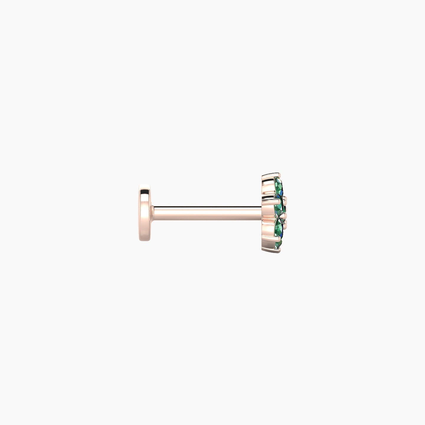 Chloris | 18k Rose Gold 6.5 mm 5.5 mm Flower Emerald Nostril Piercing