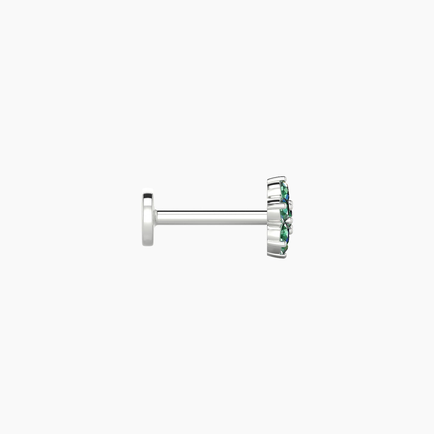 Chloris | 18k White Gold 6.5 mm 5.5 mm Flower Emerald Nostril Piercing