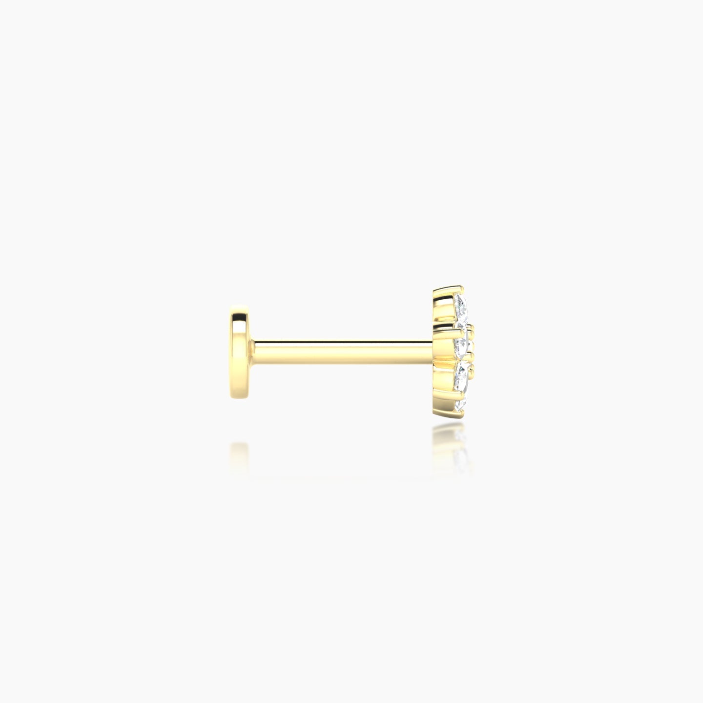 Chloris | 18k Yellow Gold 5.5 mm 6.5 mm Flower Diamond Nostril Piercing