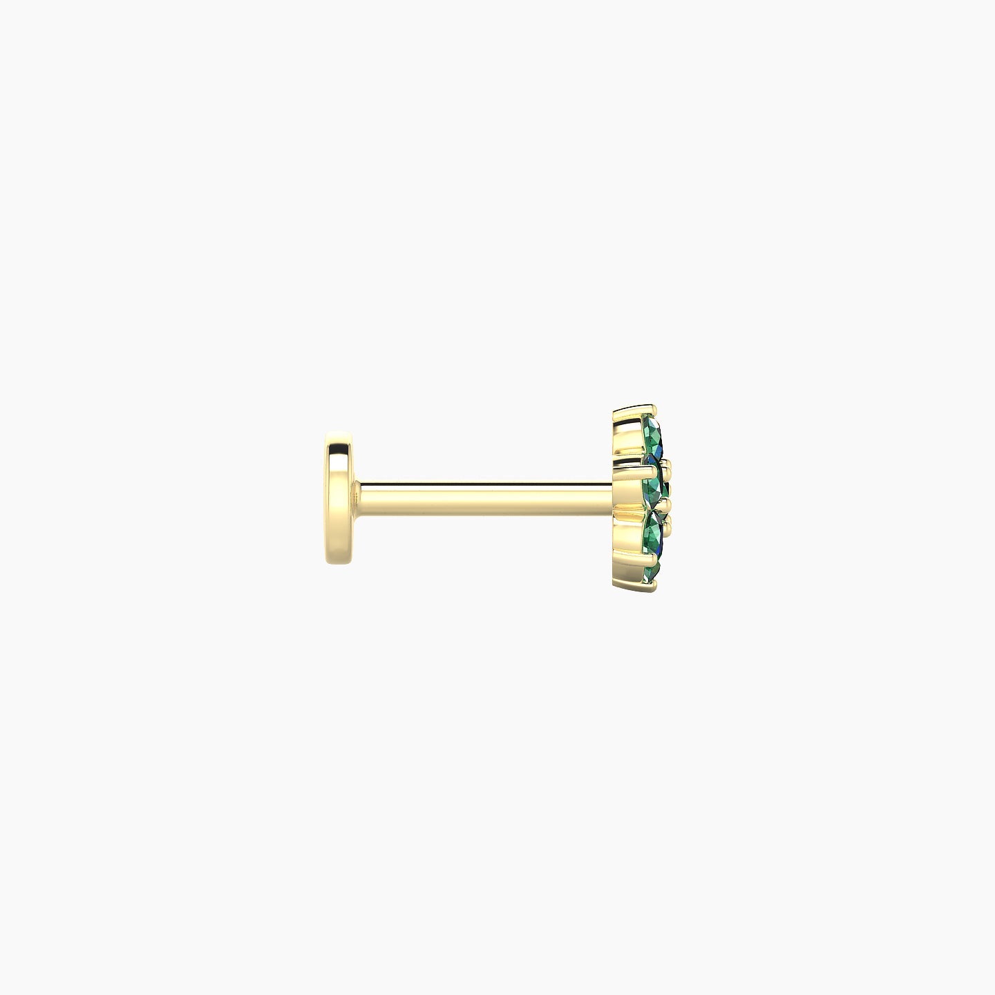 Chloris | 18k Yellow Gold 6.5 mm 5.5 mm Flower Emerald Nostril Piercing