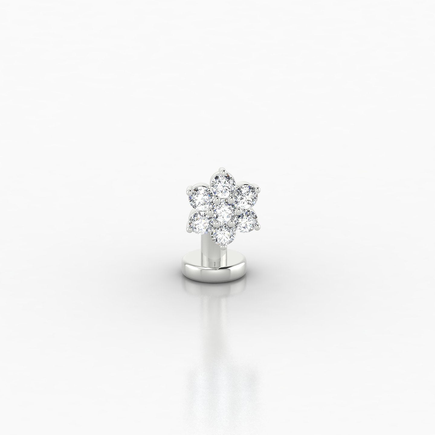 Chloris | 18k White Gold 8 mm 5.5 mm Flower Diamond Floating Navel Piercing