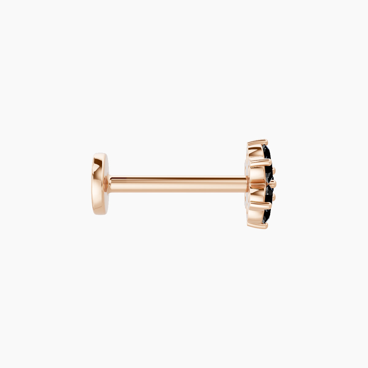 Chloris | 18k Rose Gold 8 mm 5.5 mm Flower Black Diamond Nose Piercing