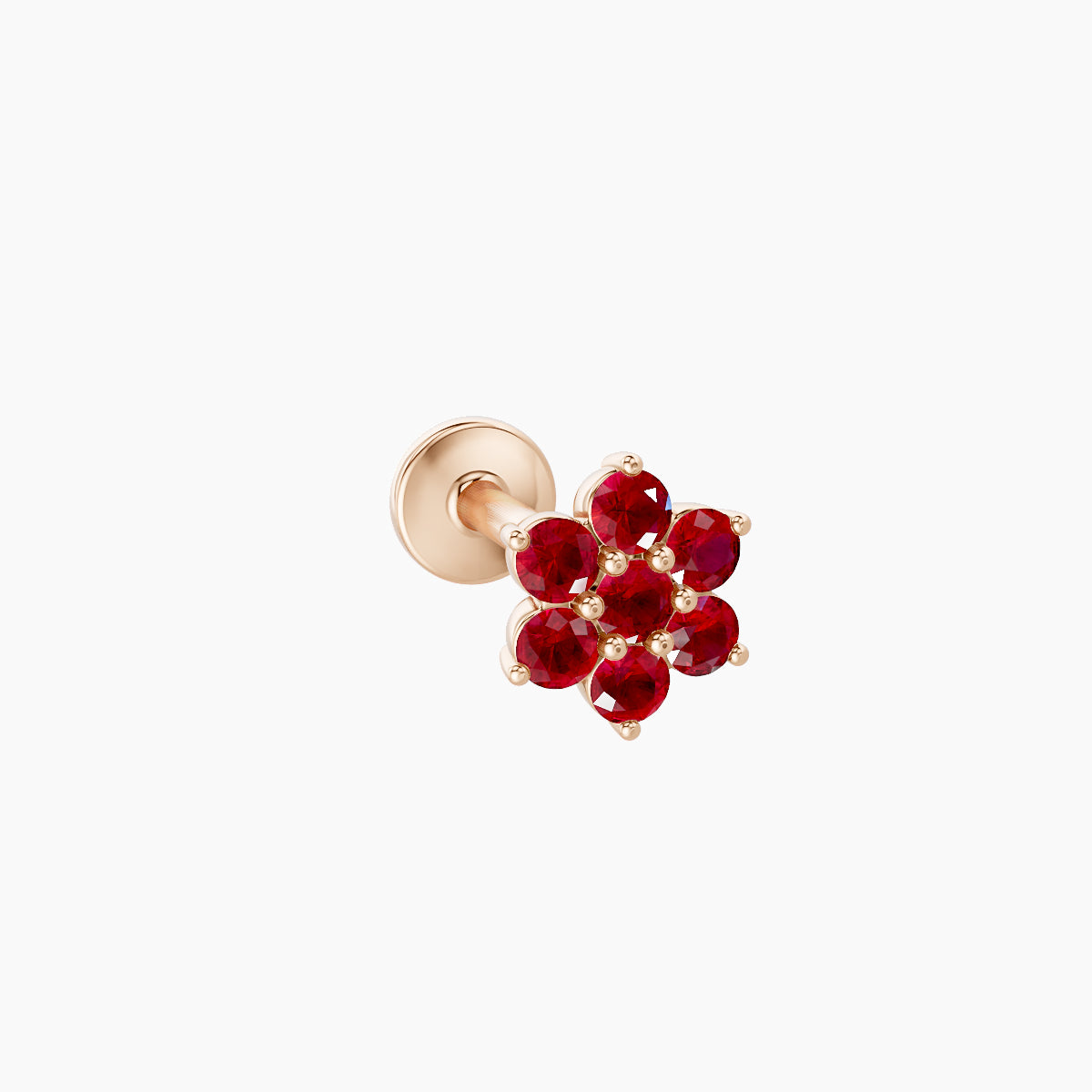 Chloris | 18k Rose Gold 8 mm 5.5 mm Flower Ruby Nose Piercing