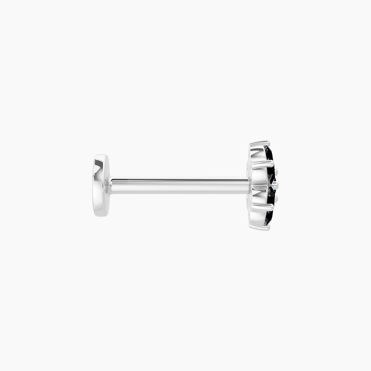 Chloris | 18k White Gold 8 mm 5.5 mm Flower Black Diamond Nose Piercing
