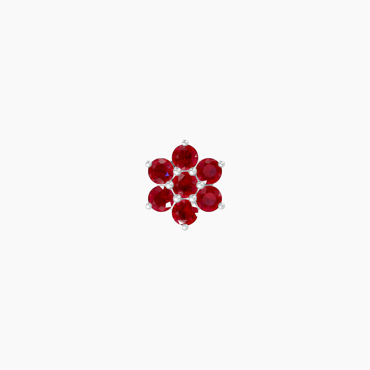 Chloris | 18k White Gold 8 mm 5.5 mm Flower Ruby Nose Piercing
