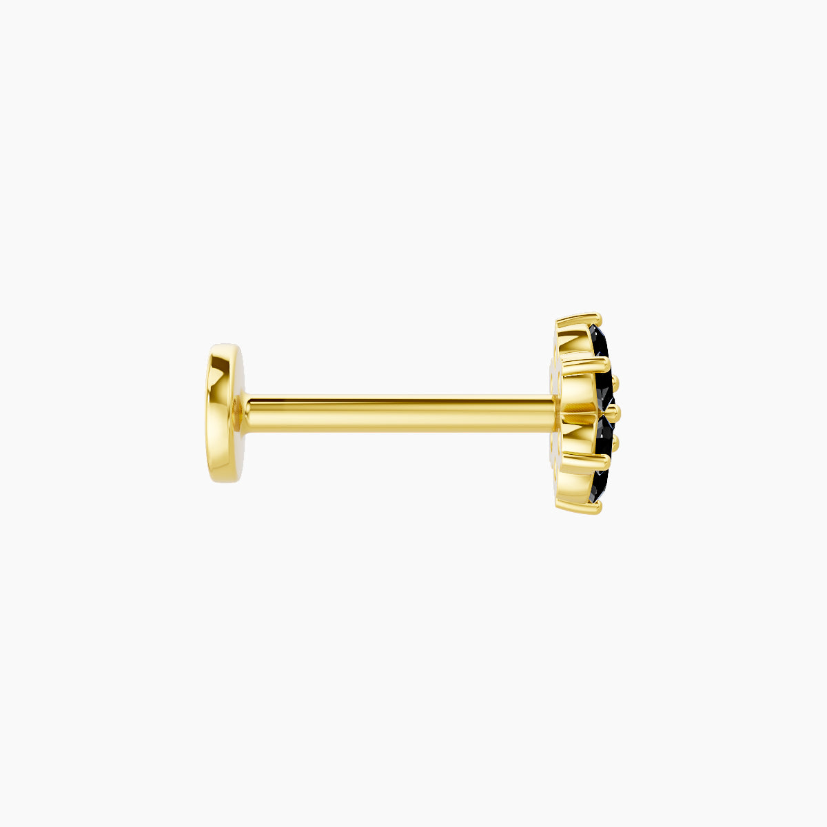 Chloris | 18k Yellow Gold 8 mm 5.5 mm Flower Black Diamond Nose Piercing