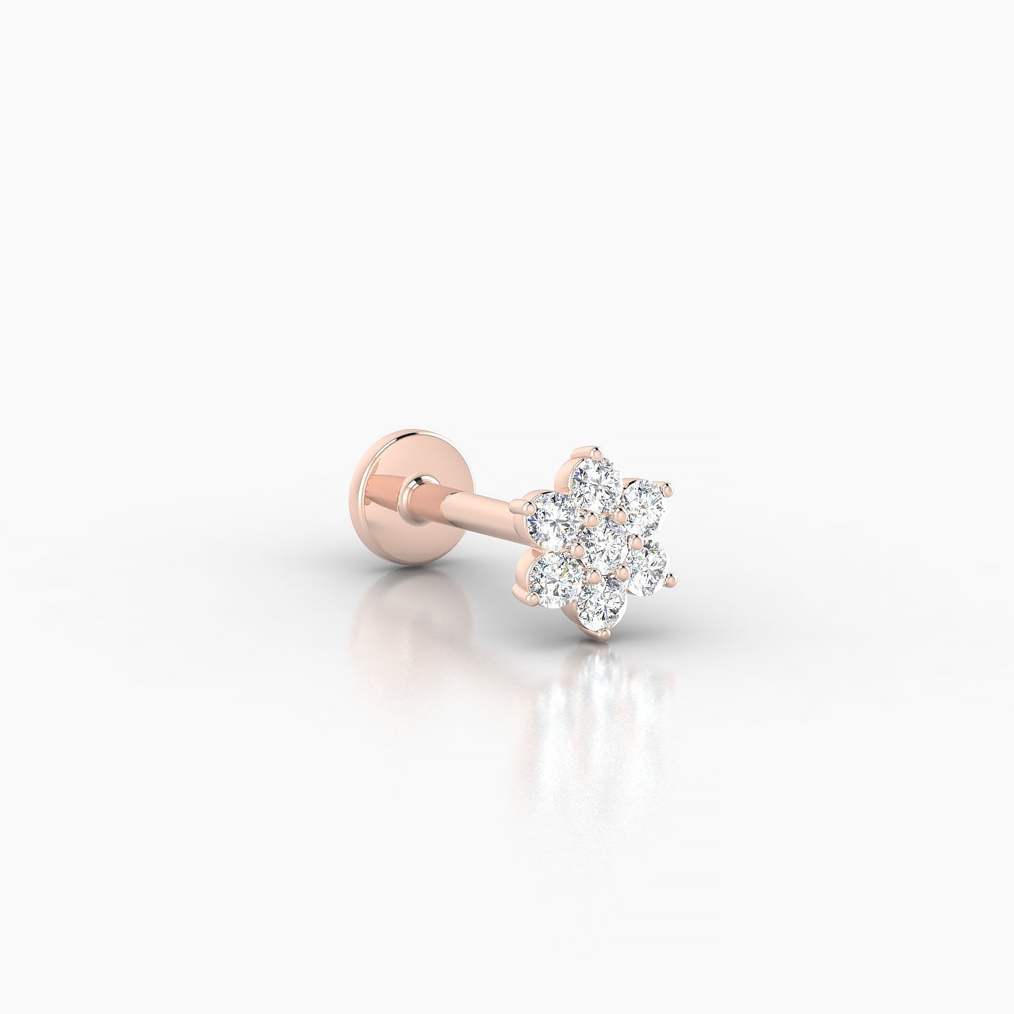 Chloris | 18k Rose Gold 5.5 mm 8 mm Flower Diamond Nostril Piercing