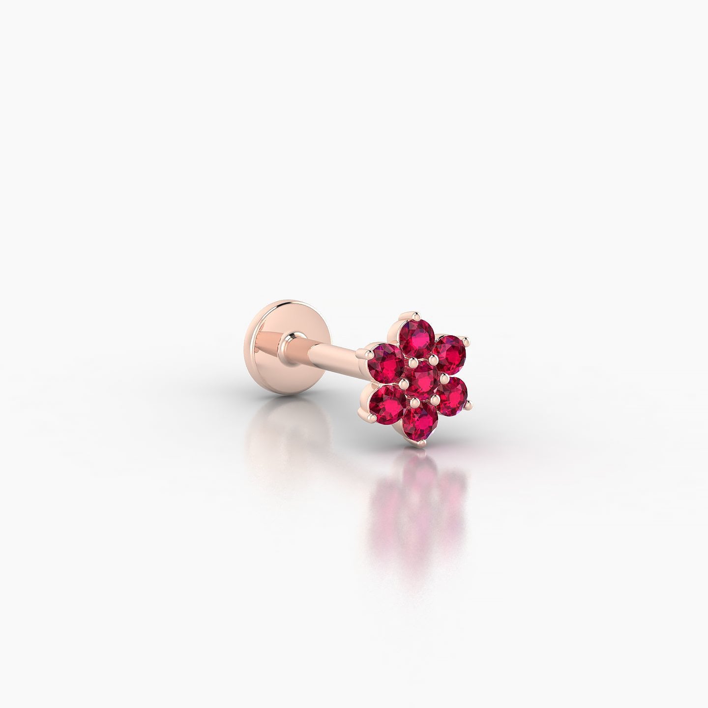 Chloris | 18k Rose Gold 8 mm 5.5 mm Flower Ruby Nostril Piercing