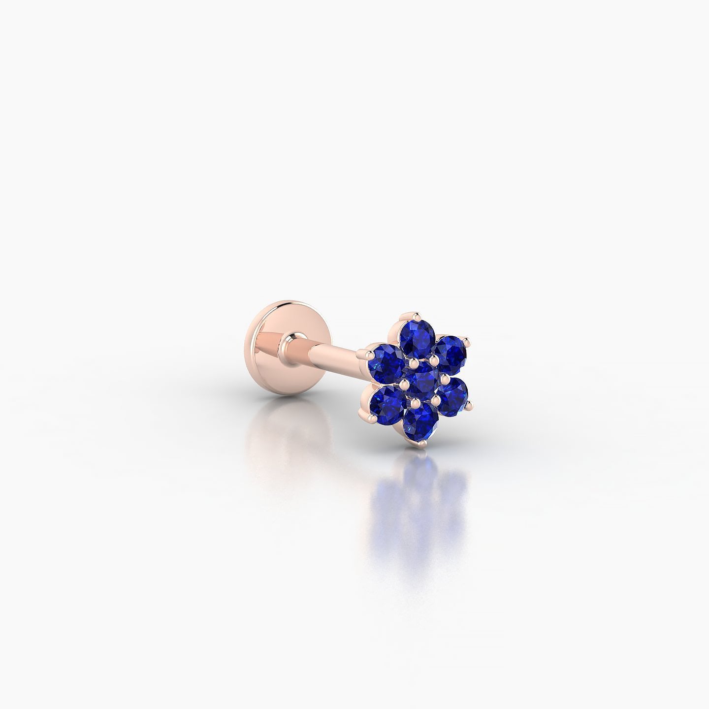 Chloris | 18k Rose Gold 8 mm 5.5 mm Flower Sapphire Nostril Piercing