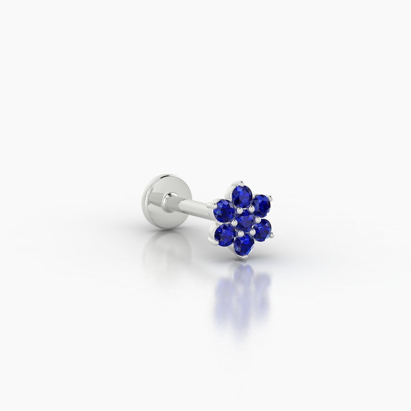 Chloris | 18k White Gold 8 mm 5.5 mm Flower Sapphire Nostril Piercing