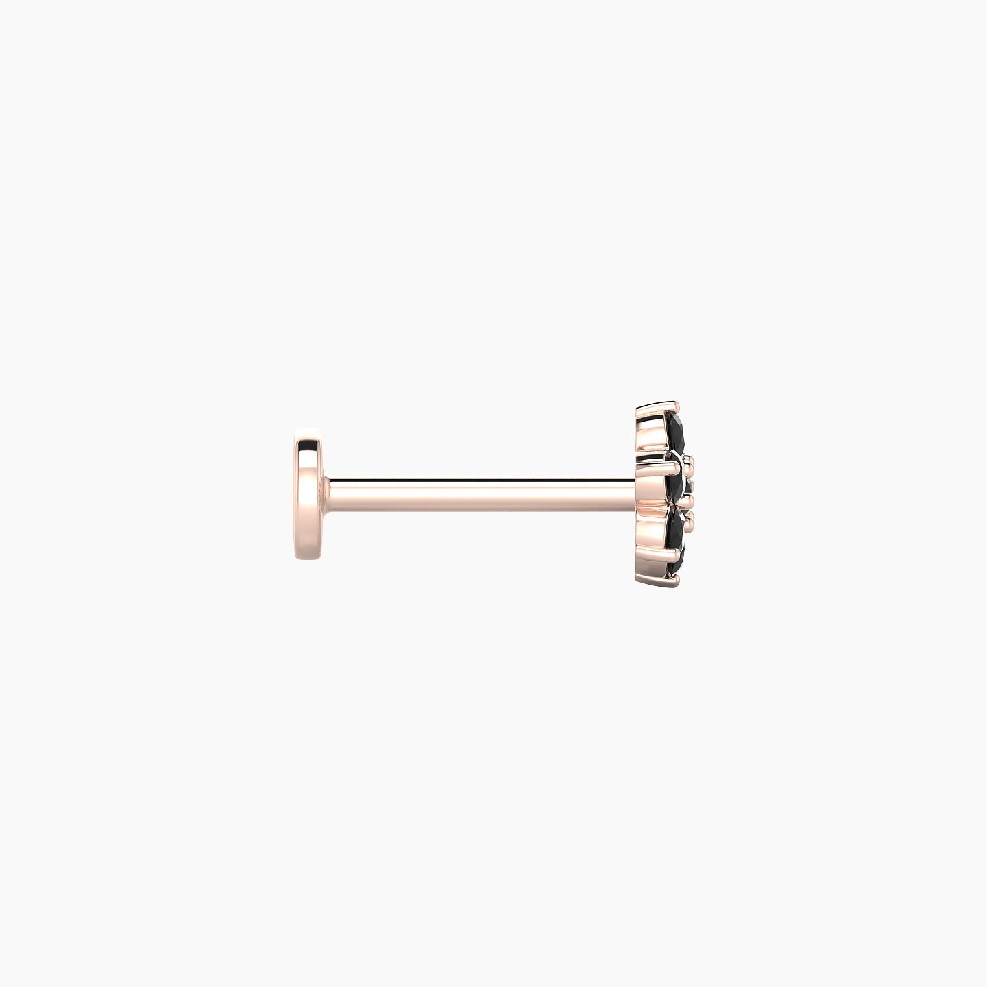 Chloris | 18k Rose Gold 8 mm 5.5 mm Flower Black Diamond Nostril Piercing