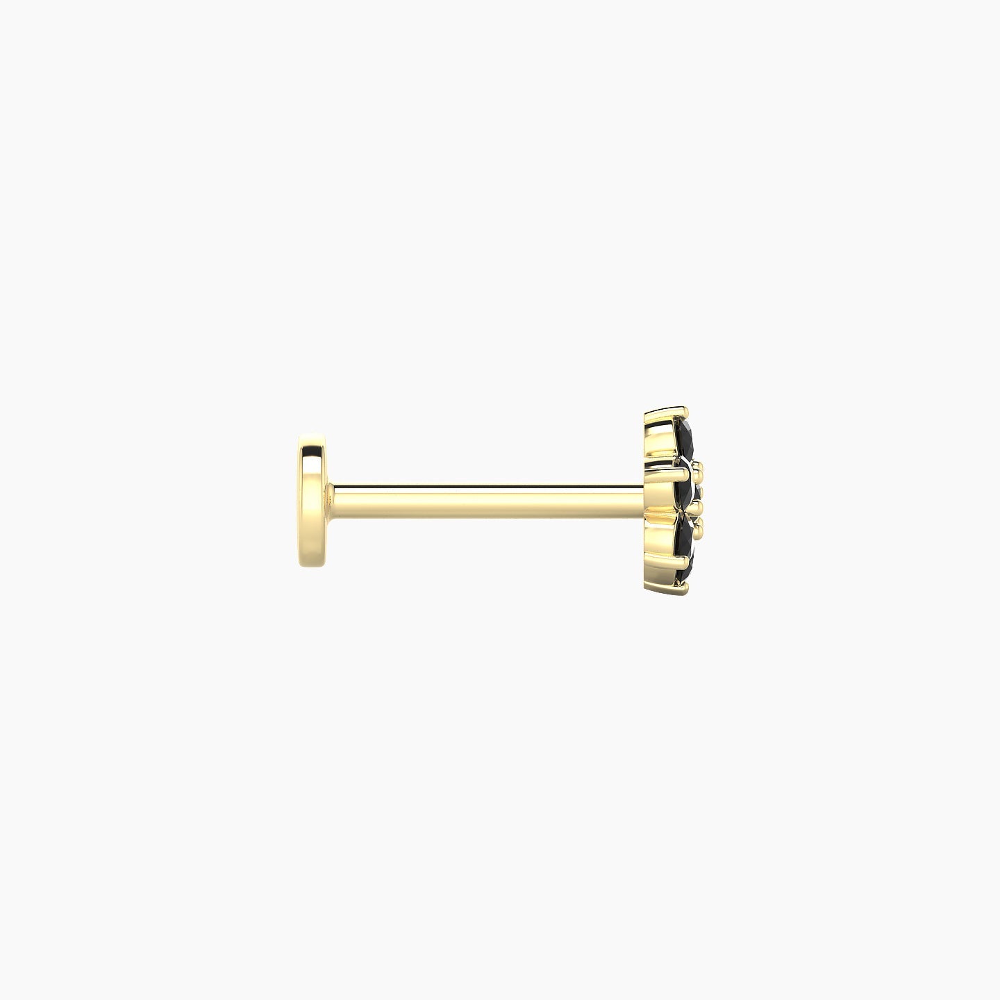 Chloris | 18k Yellow Gold 8 mm 5.5 mm Flower Black Diamond Nostril Piercing