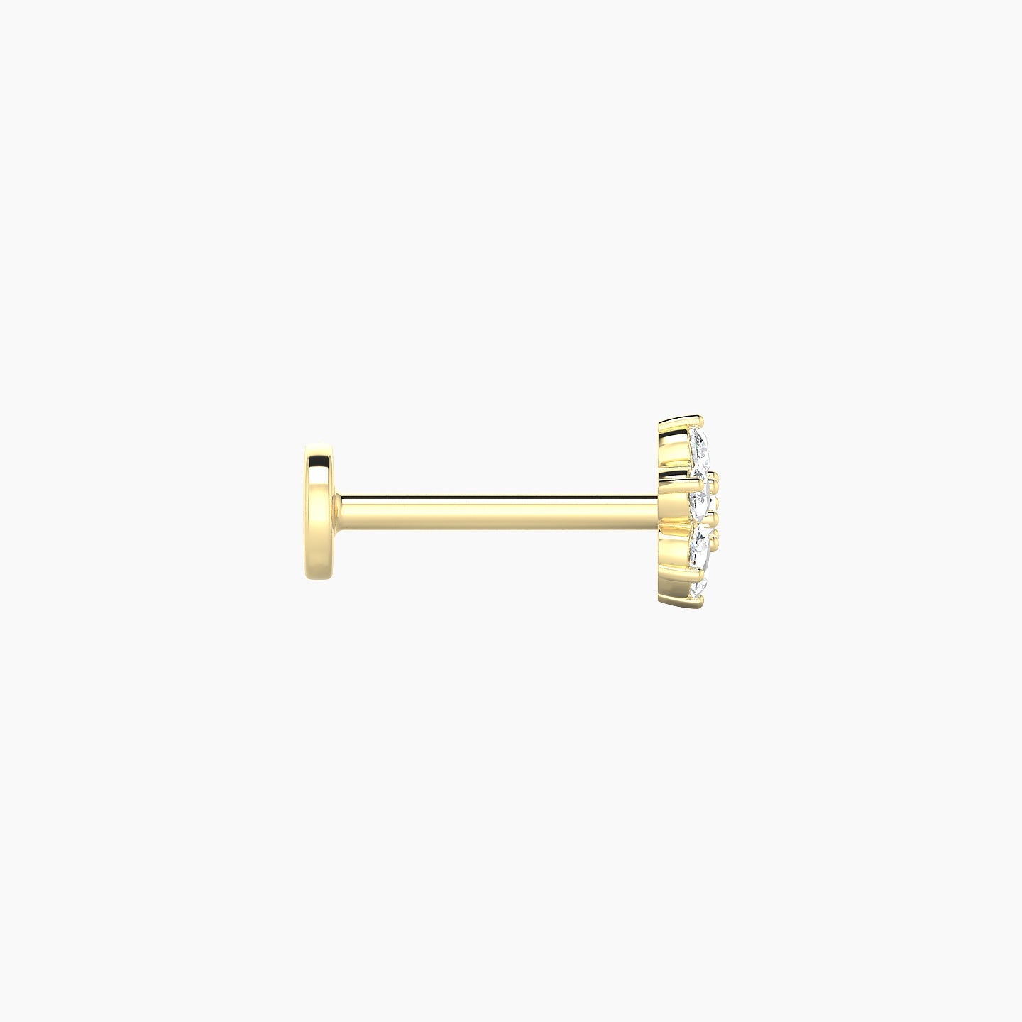 Chloris | 18k Yellow Gold 5.5 mm 8 mm Flower Diamond Nostril Piercing