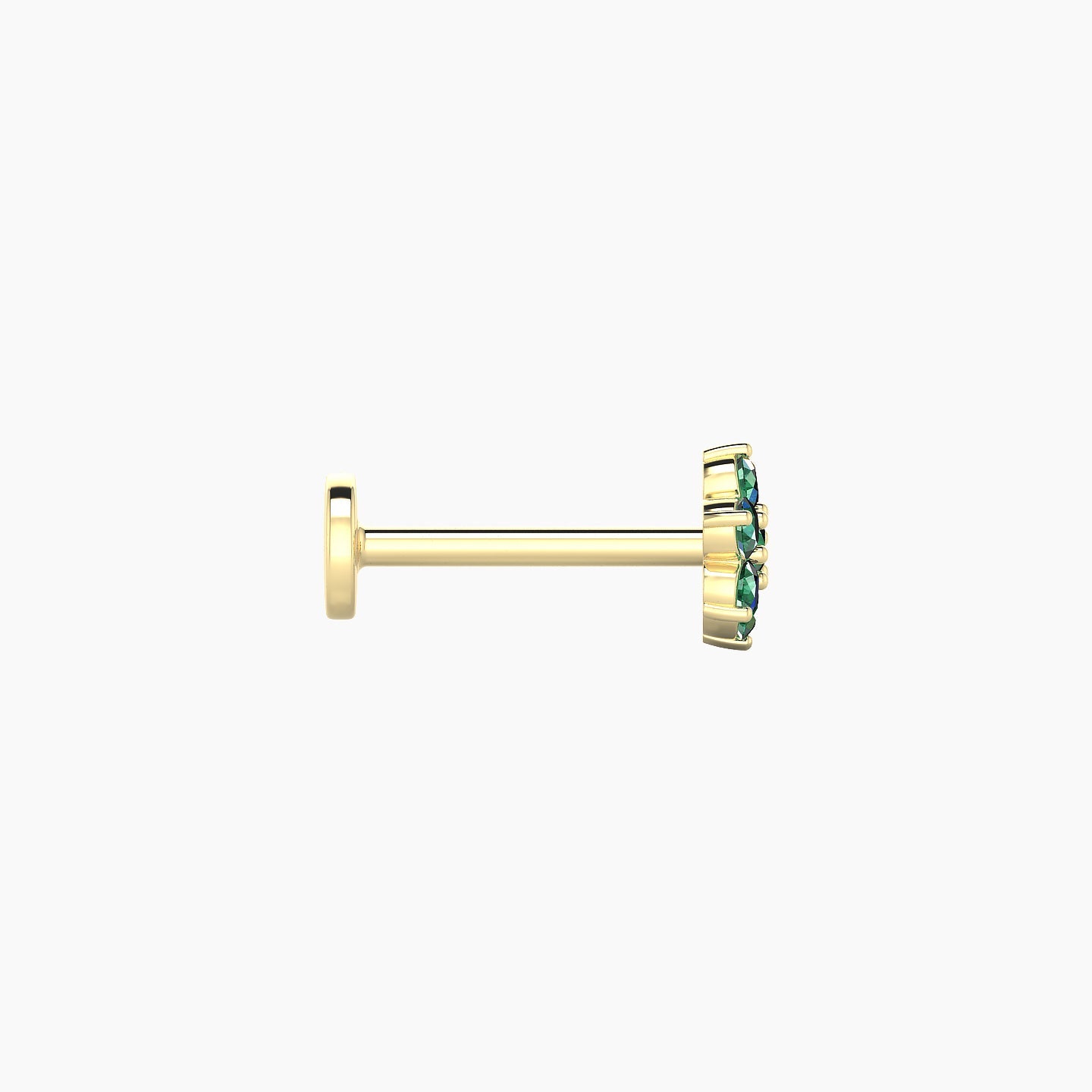 Chloris | 18k Yellow Gold 8 mm 5.5 mm Flower Emerald Nostril Piercing