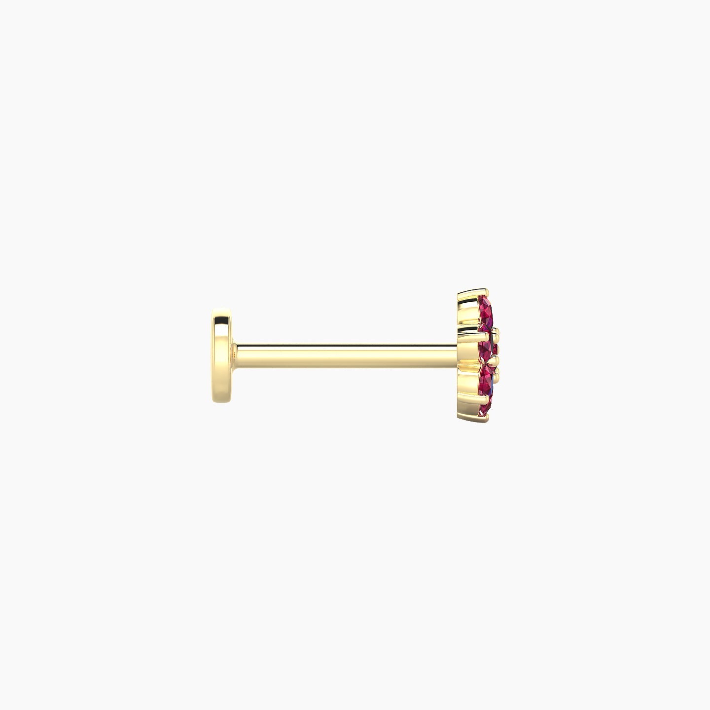 Chloris | 18k Yellow Gold 8 mm 5.5 mm Flower Ruby Nostril Piercing