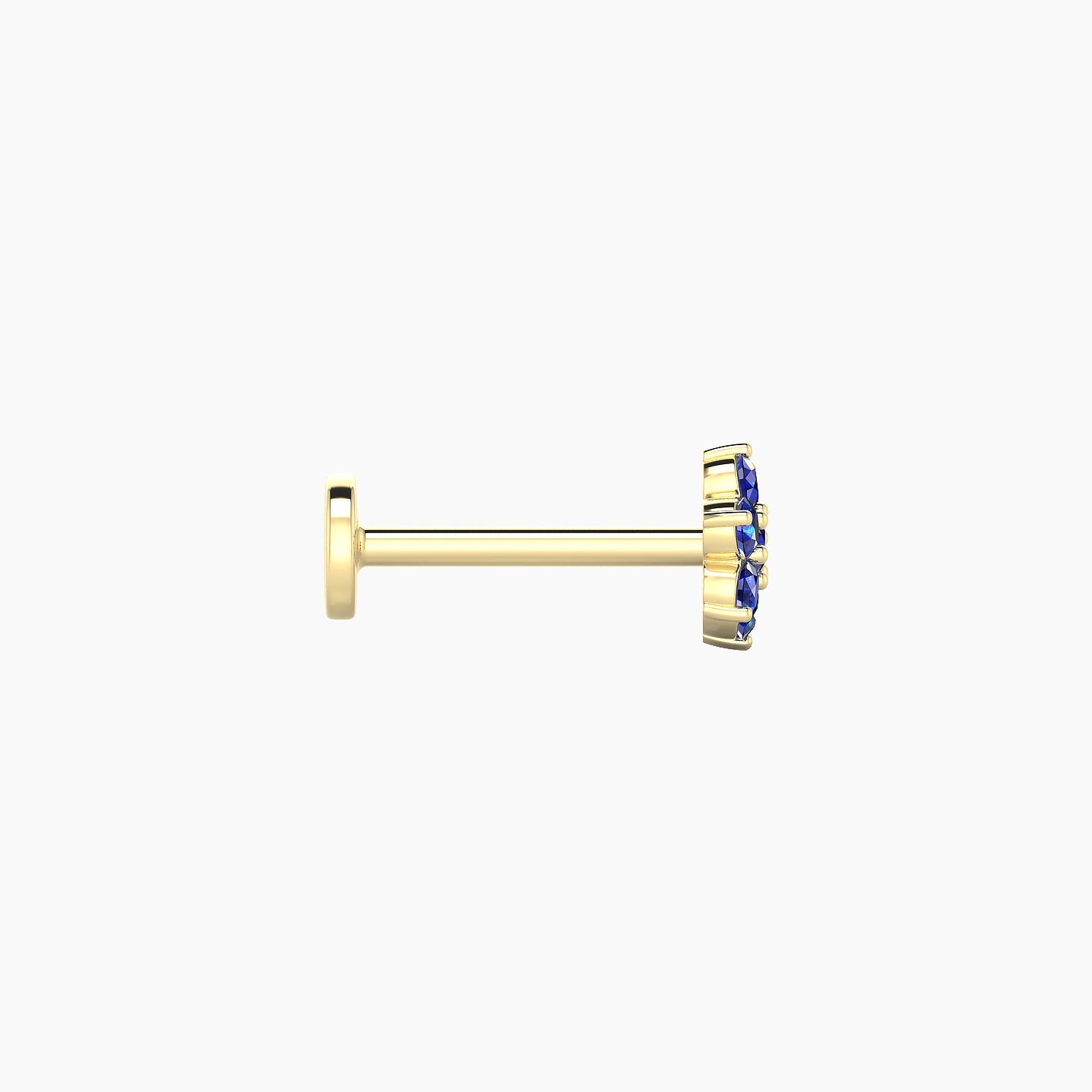 Chloris | 18k Yellow Gold 8 mm 5.5 mm Flower Sapphire Nostril Piercing