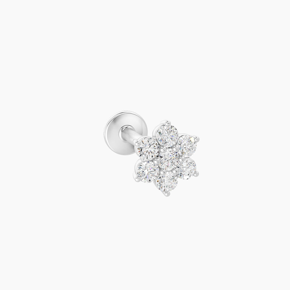 Chloris | 18k White Gold 5.5 mm 8 mm Flower Diamond Piercing