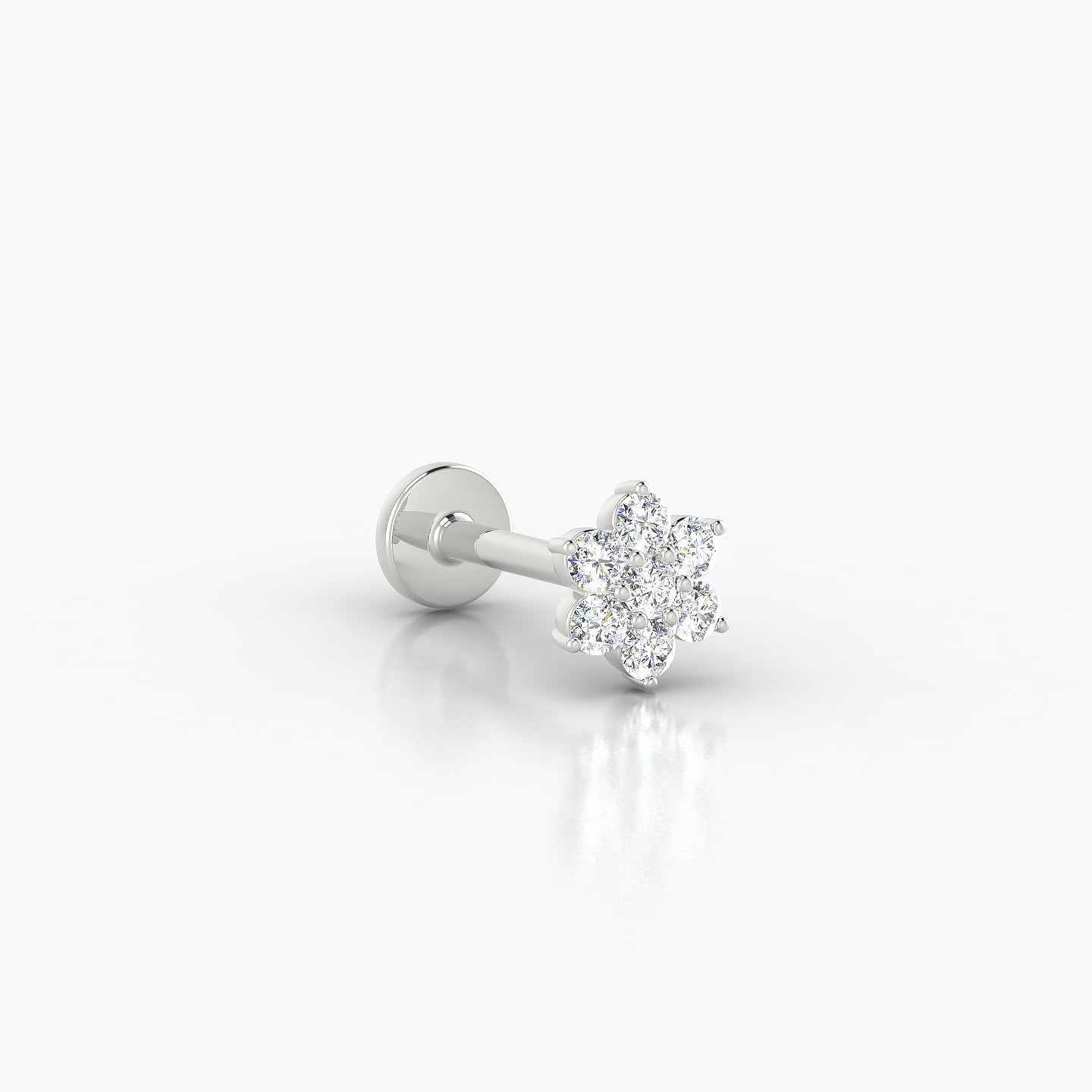 Chloris | 18k White Gold 5.5 mm 8 mm Flower Diamond Piercing