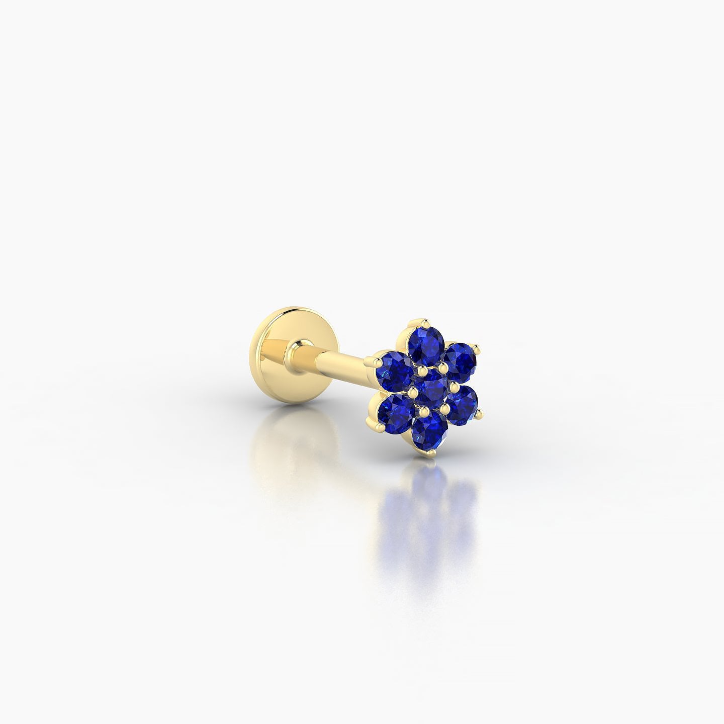 Chloris | 18k Yellow Gold 8 mm 5.5 mm Flower Sapphire Piercing