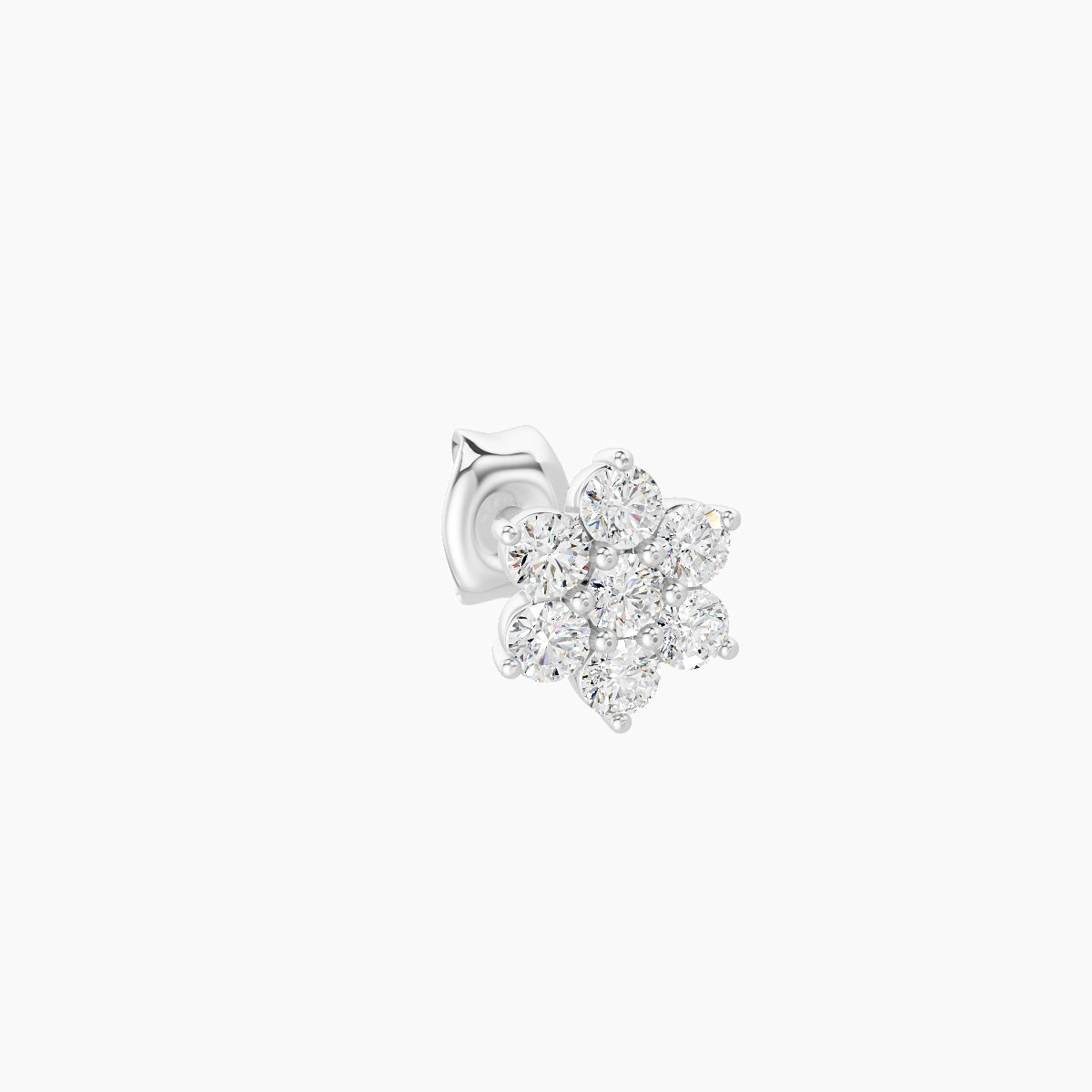 Chloris | 18k White Gold 5.5 mm Flower Diamond Earring