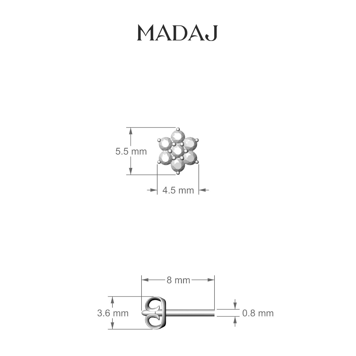 Chloris | 18k White Gold 5.5 mm Flower Diamond Earring