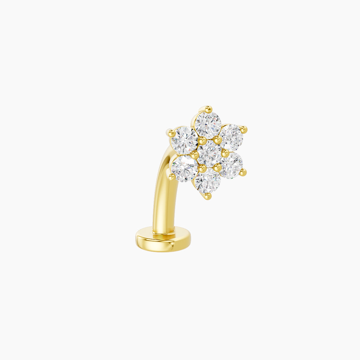 Chloris | 18k Yellow Gold 6 mm 10 mm Flower Diamond Floating Navel Piercing