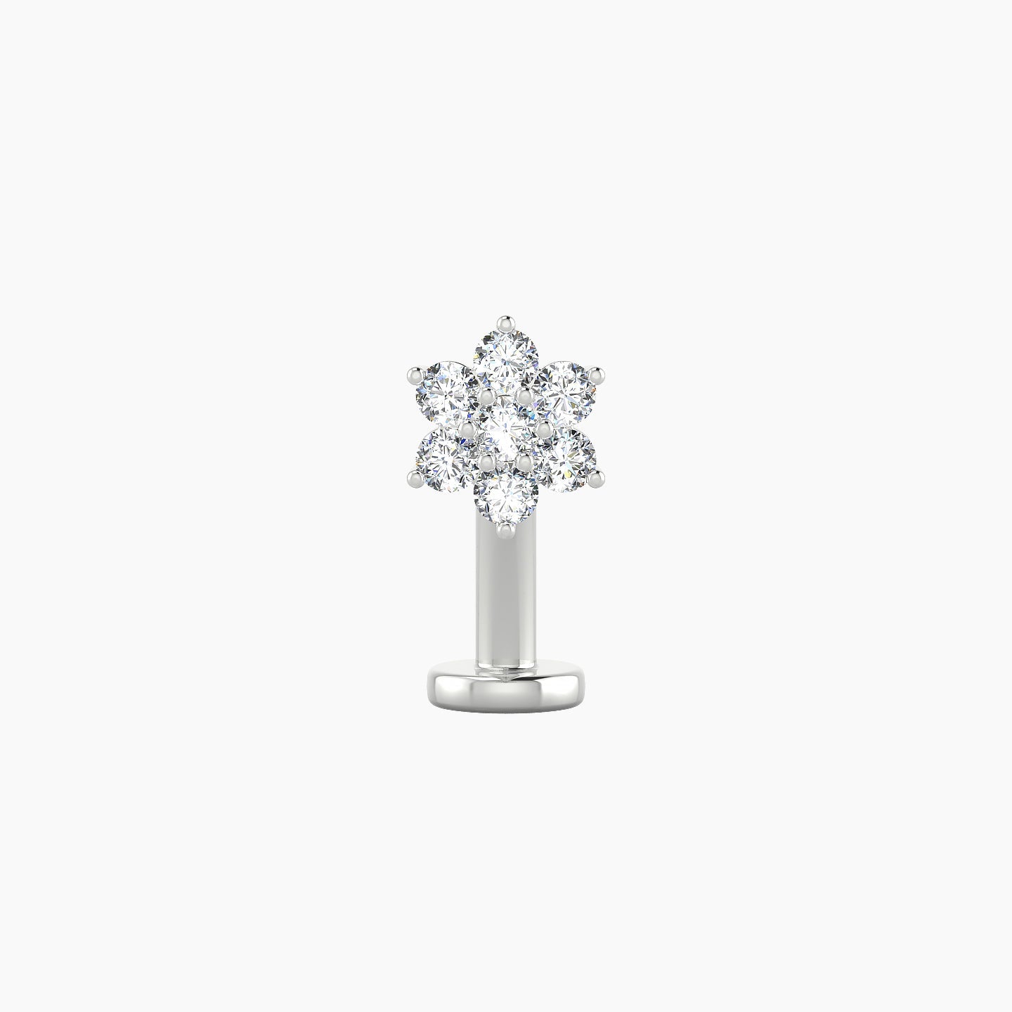 Chloris | 18k White Gold 6 mm 10 mm Flower Diamond Floating Navel Piercing