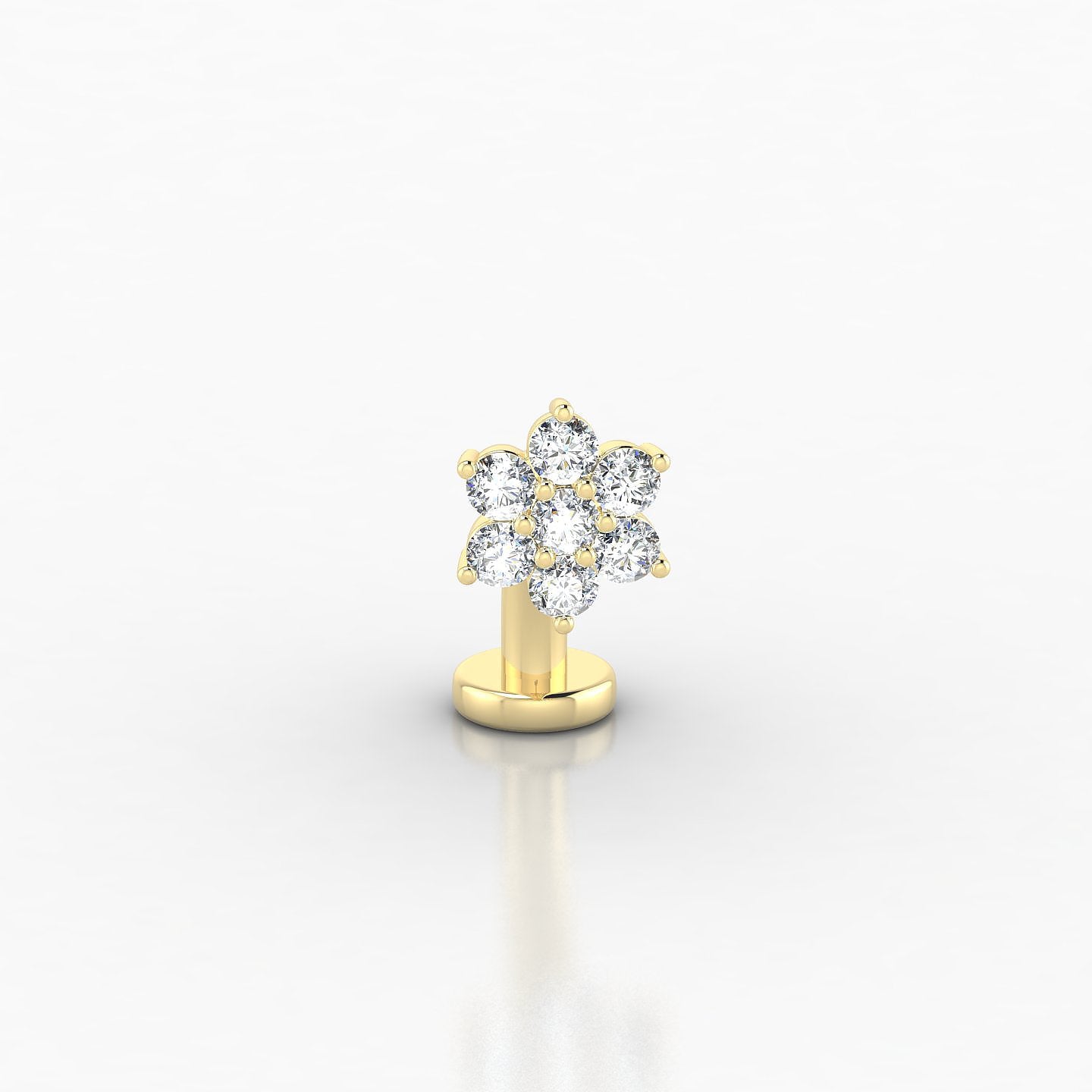 Chloris | 18k Yellow Gold 10 mm 6 mm Flower Diamond Floating Navel Piercing